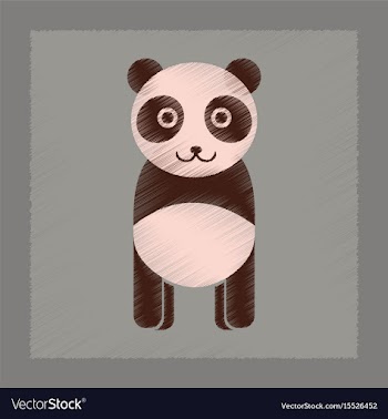 Flat shading style icon panda bear vector image