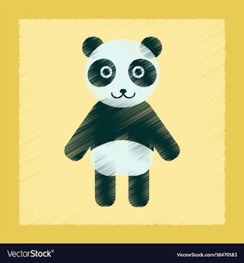 Flat shading style icon panda bear vector image