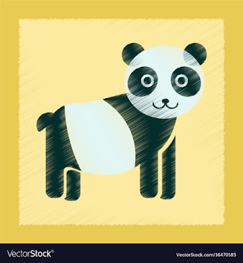 Flat shading style icon panda bear vector image