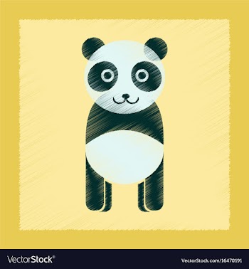 Flat shading style icon panda bear vector image