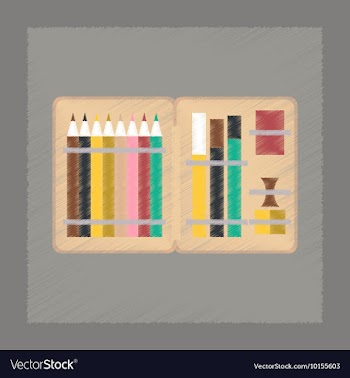 Flat shading style icon pencil box pencil pen vector image