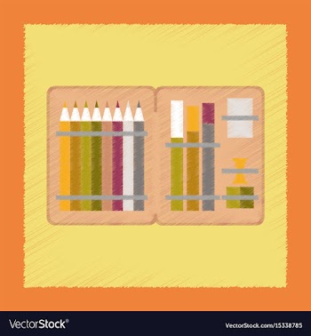 Flat shading style icon pencil box pencil pen vector image