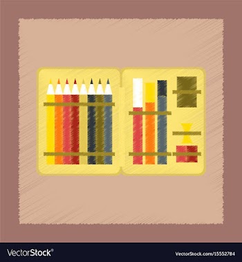 Flat shading style icon pencil box pencil pen vector image