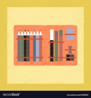 Flat shading style icon pencil box pencil pen vector image