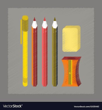 Flat shading style icon pencil eraser pen vector image