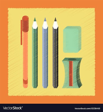 Flat shading style icon pencil eraser pen vector image