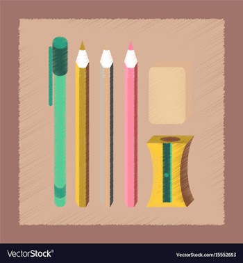 Flat shading style icon pencil eraser pen vector image