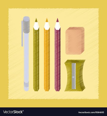 Flat shading style icon pencil eraser pen vector image