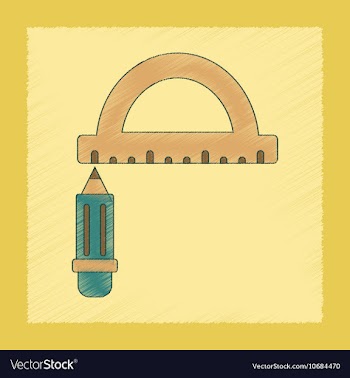 Flat shading style icon pencil ruler vector image