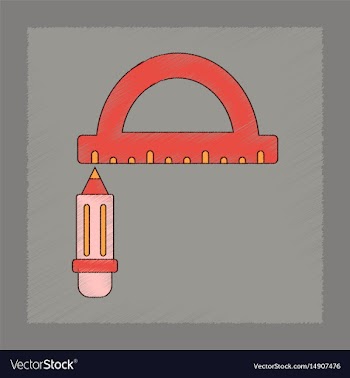 Flat shading style icon pencil ruler vector image