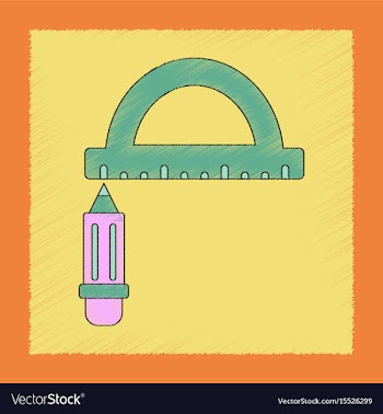 Flat shading style icon pencil ruler vector image