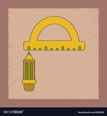 Flat shading style icon pencil ruler vector image