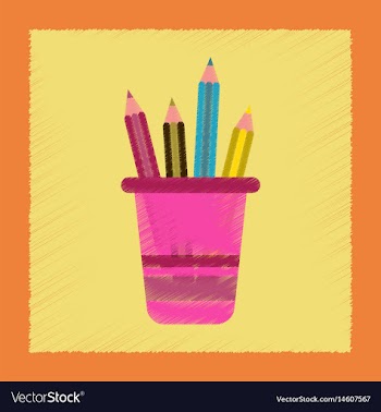 Flat shading style icon pencils in stand vector image