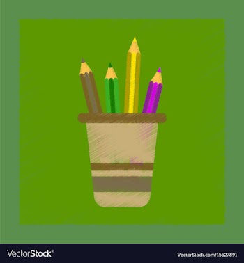 Flat shading style icon pencils in stand vector image