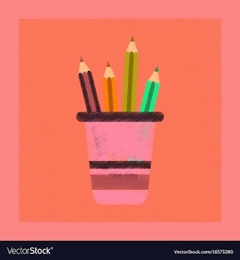 Flat shading style icon pencils in stand vector image