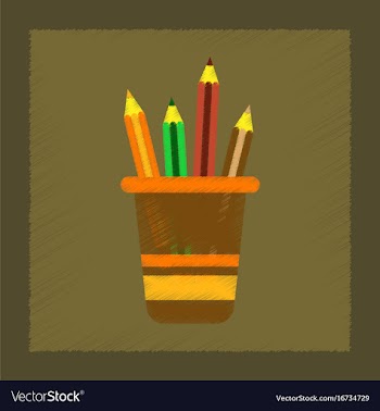 Flat shading style icon pencils in stand vector image
