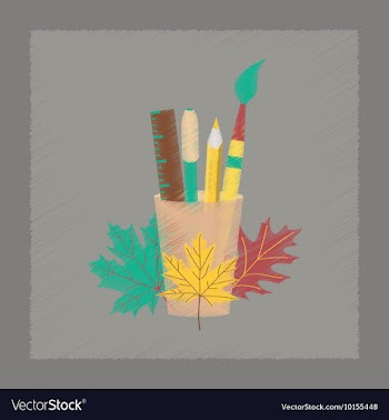 Flat shading style icon pencils pens ruler vector image