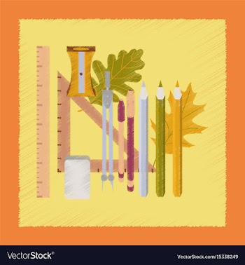 Flat shading style icon pencils pens ruler vector image