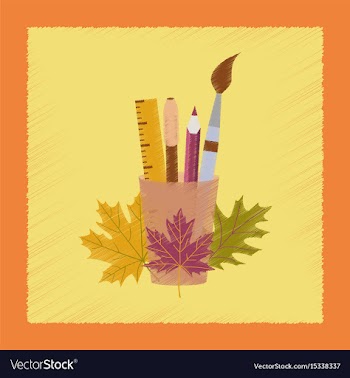 Flat shading style icon pencils pens ruler vector image