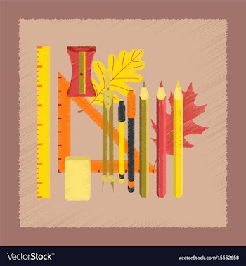 Flat shading style icon pencils pens ruler vector image