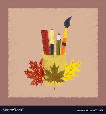 Flat shading style icon pencils pens ruler vector image