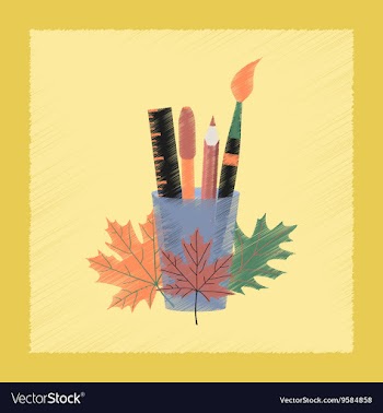 Flat shading style icon pencils pens ruler vector image