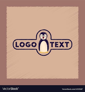 Flat shading style icon penguin logo vector image
