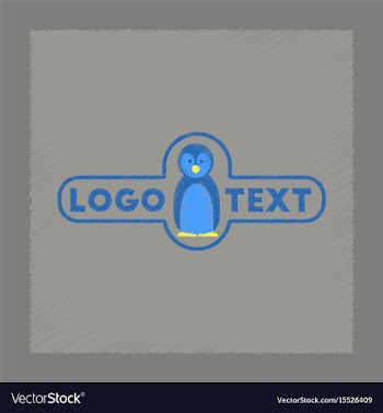 Flat shading style icon penguin logo vector image