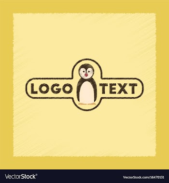 Flat shading style icon penguin logo vector image