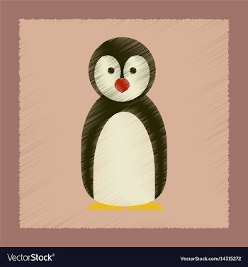 Flat shading style icon penguin vector image
