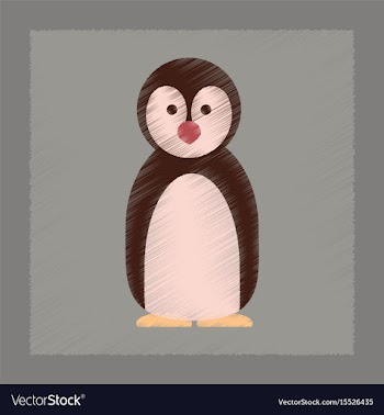 Flat shading style icon penguin vector image