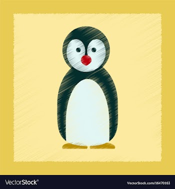 Flat shading style icon penguin vector image