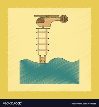 Flat shading style icon people in water Helicopter vector image