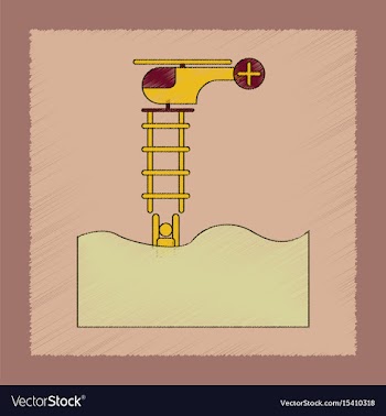 Flat shading style icon people in water helicopter vector image