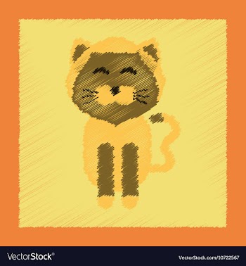 Flat shading style icon pet cat vector image