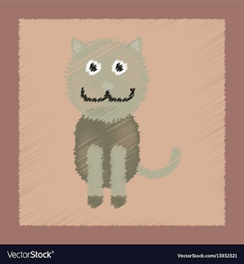 Flat shading style icon pet cat vector image