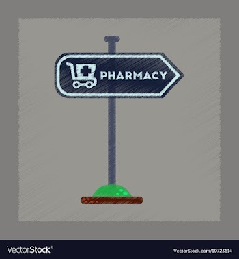 Flat shading style icon pharmacy sign vector image