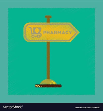 Flat shading style icon pharmacy sign vector image