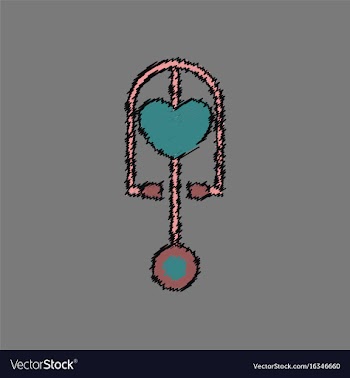 Flat shading style icon phonendoscope with heart vector image