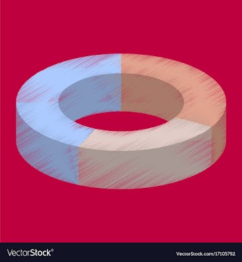 Flat shading style icon pie chart vector image