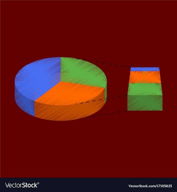 Flat shading style icon pie chart vector image