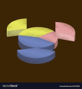 Flat shading style icon pie chart vector image