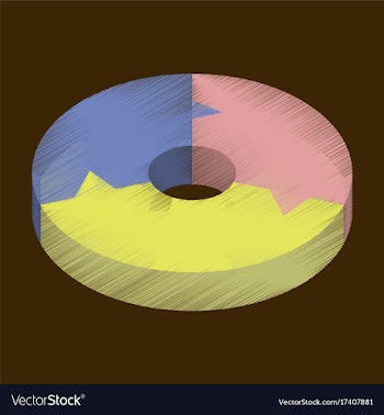 Flat shading style icon pie chart vector image