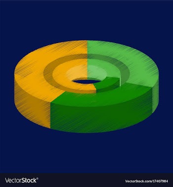 Flat shading style icon pie chart vector image