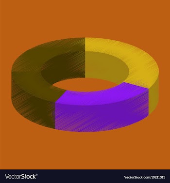 Flat shading style icon pie chart vector image