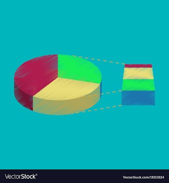 Flat shading style icon pie chart vector image