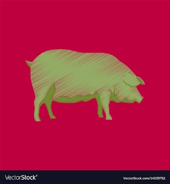 Flat shading style icon pig vector image