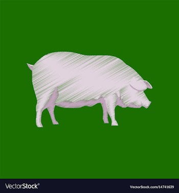 Flat shading style icon pig vector image
