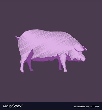 Flat shading style icon pig vector image