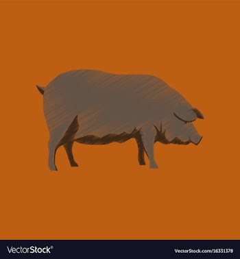 Flat shading style icon pig vector image